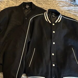 (2) Adult Size Medium Black Varsity Jacket